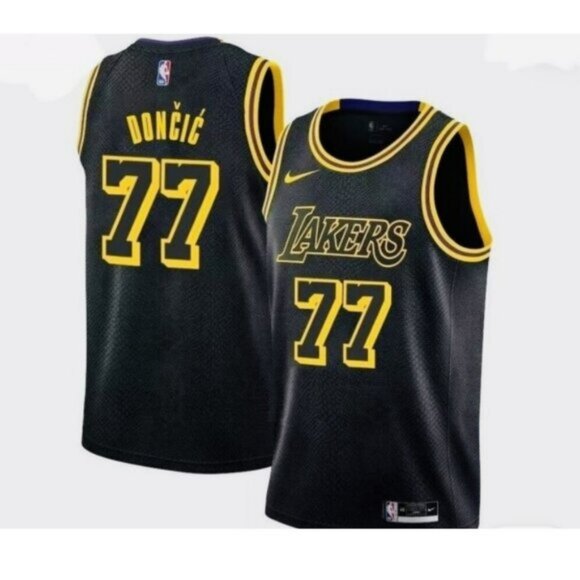 Mens Youths Kids Luka Doncic Black Stitched Black Jersey